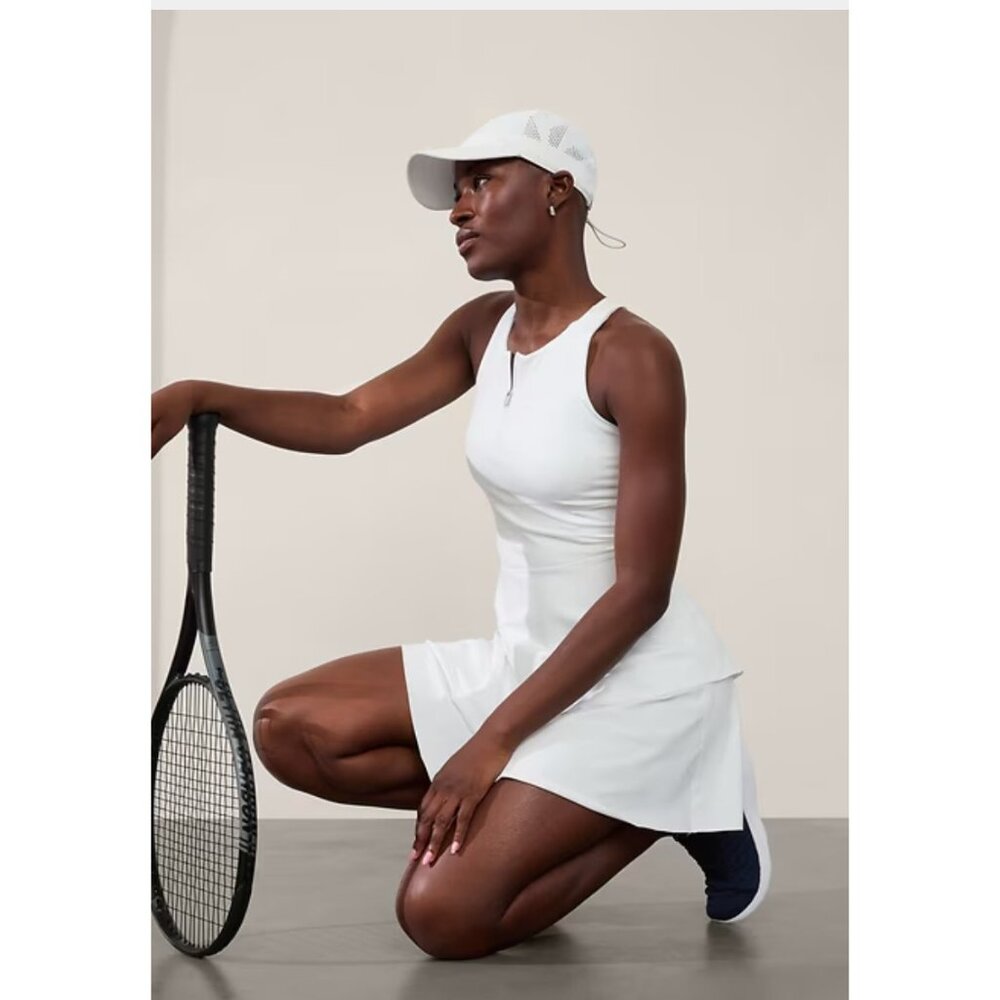 Athleta White Racerback Zip-Front Tennis Dress - Picture 3 of 7